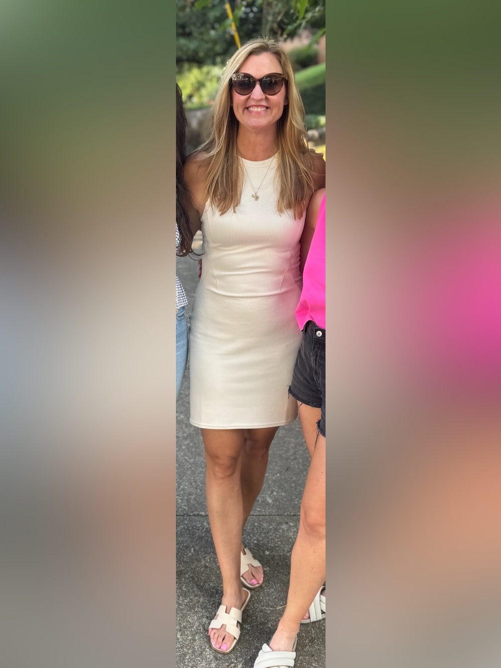 Lululemon ribbed softstreme slim fit tank dress in light ivory size 8